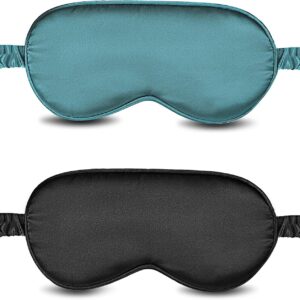 Schlafmaske, 2-teiliges Set Seiden Augenmasken, Seide ultradünne, bequeme und atmungsaktive 99% Verdunklungsbrille, Langzeit-Tragen druckfreie Maske, geeignet für Männer, Frauen und Kinder