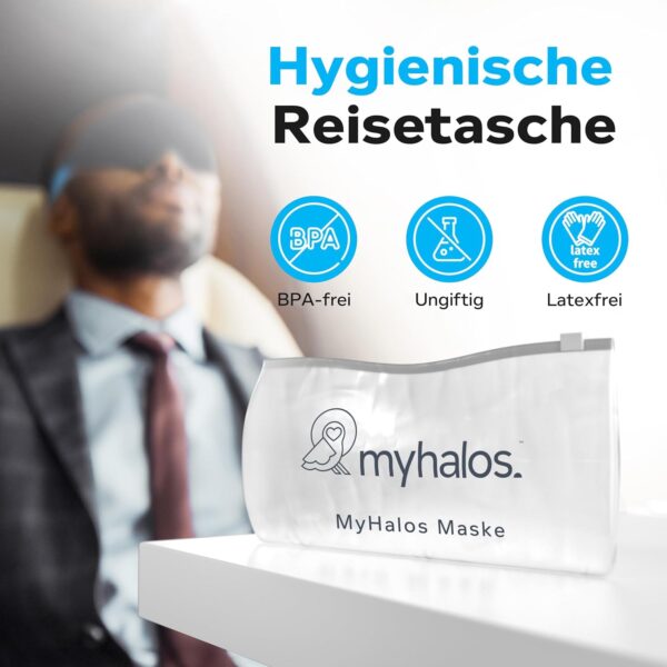 MyHalos Schlafmaske – Verdunkelnde Schlafmaske Frauen – 3D Schlafmaske Herren für Komfort ohne Druck – Vorgeformte Schlafbrille für Komplette Verdunkelung – Schwarze Augenbinde mit Etui – Bild 6