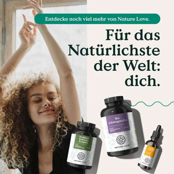 NATURE LOVE® Nacht - 90 Kapseln - mit natürlichem Melatonin, Ashwagandha, Baldrian, Lavendel und Zitronenmelisse - 0,5mg Melatonin pro Kapsel - laborgeprüft und in Deutschland hergestellt – Bild 6