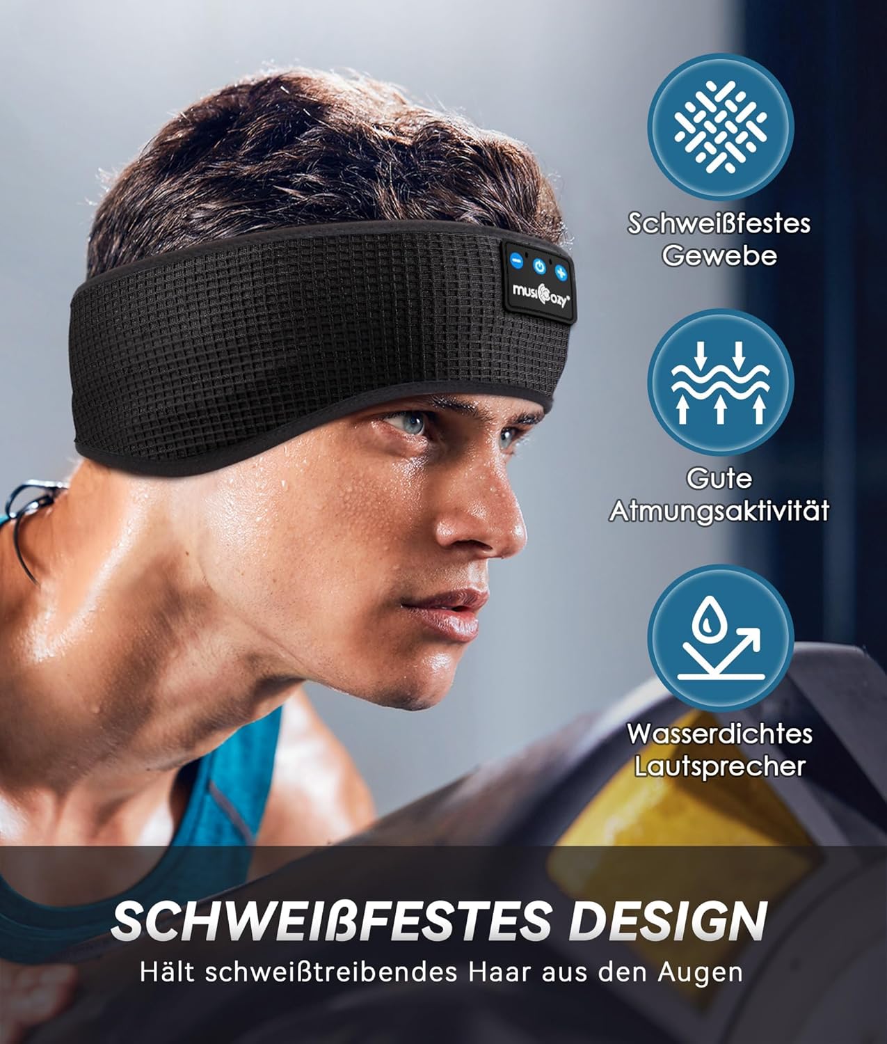 MUSICOZY Schlafkopfhörer Bluetooth 5.4, Schlaf Kopfhörer Sport-Kopfhörer 14+STD Spielzeit Kopfhörer Schlafen mit HiFi-Stereo, Ergonomisch Tech Gadgets für Seitenschläfer (Olivschwarz, L) – Bild 4