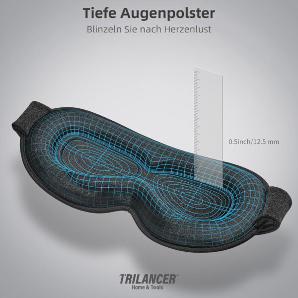 Trilancer 100% Lichtblockierende 3D Schlafmaske für Männer & Frauen, 2025 Ultraweiches und Druckfreies Design, Augenmaske für Seitenschläfer, Nickerchen, Meditation, Reisen und Schlafzimmer((Schwarz) – Bild 6