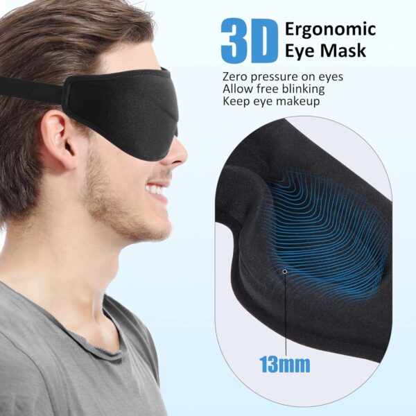 Schlafmaske für Herren Frauen 3D, einzigartige Fase,100% Licht blockierende Augenmaske Schwarz, Verstellbarem Riemen,Bequem Schlafbrille Nachtmaske Reisen Nickerchen Schlafmaske Wimpernverlängerung – Bild 2