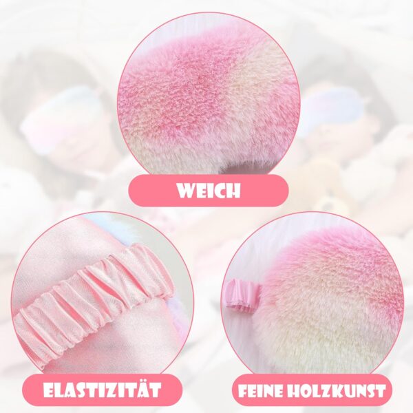 Plüsch Augenmaske, 6 Stück 24×10cm Schlafmaske, Flauschige Augenabdeckung für Augenbinde Weich Augenmaske für Kinder Mädchen Partytütenfüller Partygeschenke für Kindergeburtstage (6 Farben) – Bild 3