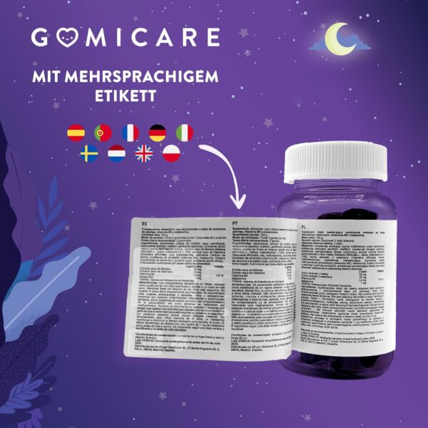 Gomicare - Melatonin Gummies - Melatonin, Vitamin B6, Melissen- Und Baldrianextrakten - 60 Gummies - Zuckerfrei - Vegan - Gluten Und Laktosefrei – Bild 7