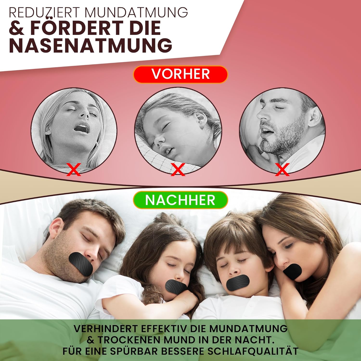 NASENHELD© Mundpflaster Schlafen 35er-Set - NEUHEIT 2024 - Mouth Tape for Sleeping Mund Tape gegen Schnarchen Stopper Mundtape Schlaf Schnarchstopper Schlafpflaster Schnarchpflaster Mundkleber Nachts – Bild 5