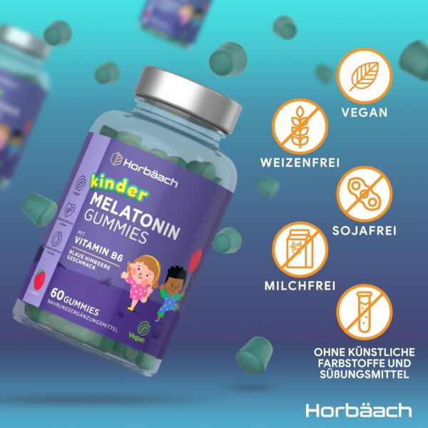Melatonin Gummies Kinder | 60 Gummibärchen for Kids | 0,5 mg mit Vitamin B6 | by Horbaach – Bild 6