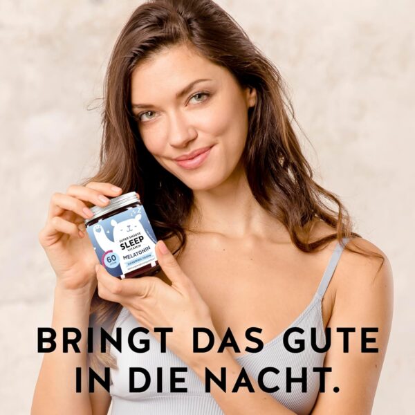 Melatonin 0,5 mg Gummibärchen – mit natürlichem Schlafhormon Melatonin & Vitamin B6 – trägt zur Linderung von Jetlag bei – 60 Stück – Vegan & Zuckerfrei – Bears with Benefits – Bild 2