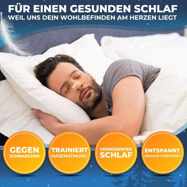 Schutzblick® Nasenpflaster Schnarchen - 60er Set Nasen Stripes zum Schlafen - Effektive Nasen Strips für besseres Atmen - Nose Strips für besseren Schlafkomfort - Nasenpflaster besser atmen – Bild 2