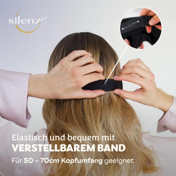 SILENZZZ® Premium Schlafmaske - 3D Augenmaske für Frauen & Herren - Schlafbrille bequem gepolstert für absolute Dunkelheit - Sleep-Mask, Schlaf-Maske schwarz – Bild 7