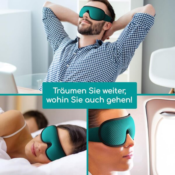 Medi Grade 3D Schlafmaske mit vollständiger Abdunkelung [4-teilig] Schlafmaske Herren Und Frauen, atmungsaktive Augenbinde mit verstellbarem Gurt, 2x Ohrstöpsel und Reisetasche – Bild 9