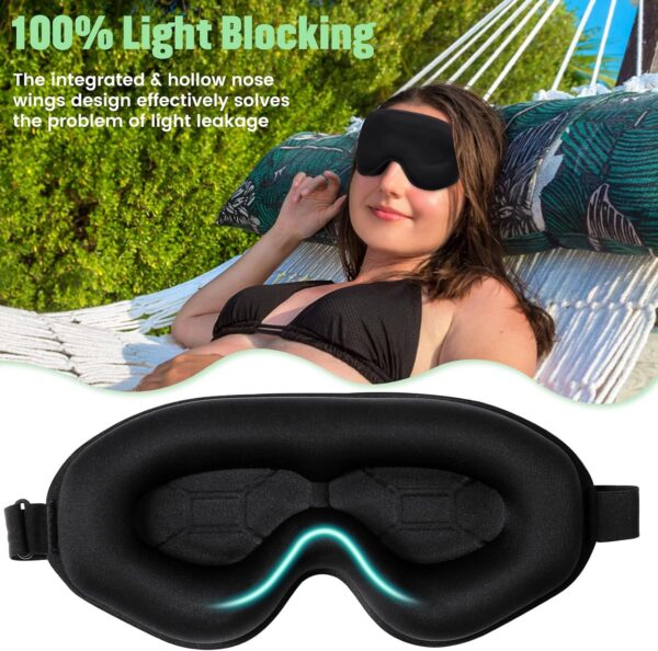 Blendura Schlafmaske, Schlafmasken für Herren Frauen 3D-Augenhöhlen und verstellbares Gummiband Bequem Schlafmaske Bequem Lichtblockierende Augenmaske Sleep Mask für Reise, 1 Packung – Bild 2
