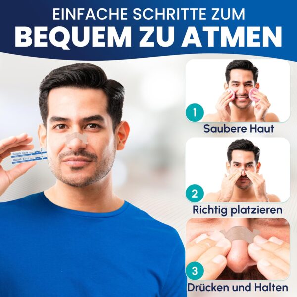 ®GRANDAT Nasenpflaster Schnarchen (50er Pack) Premium Nasenstrips gegen Schnarchen Extra Halt für Sport & bessere Schlafqualität besser Atmen bei verstopfter Nase Strips Nasal Nose (Universalgröße) – Bild 9