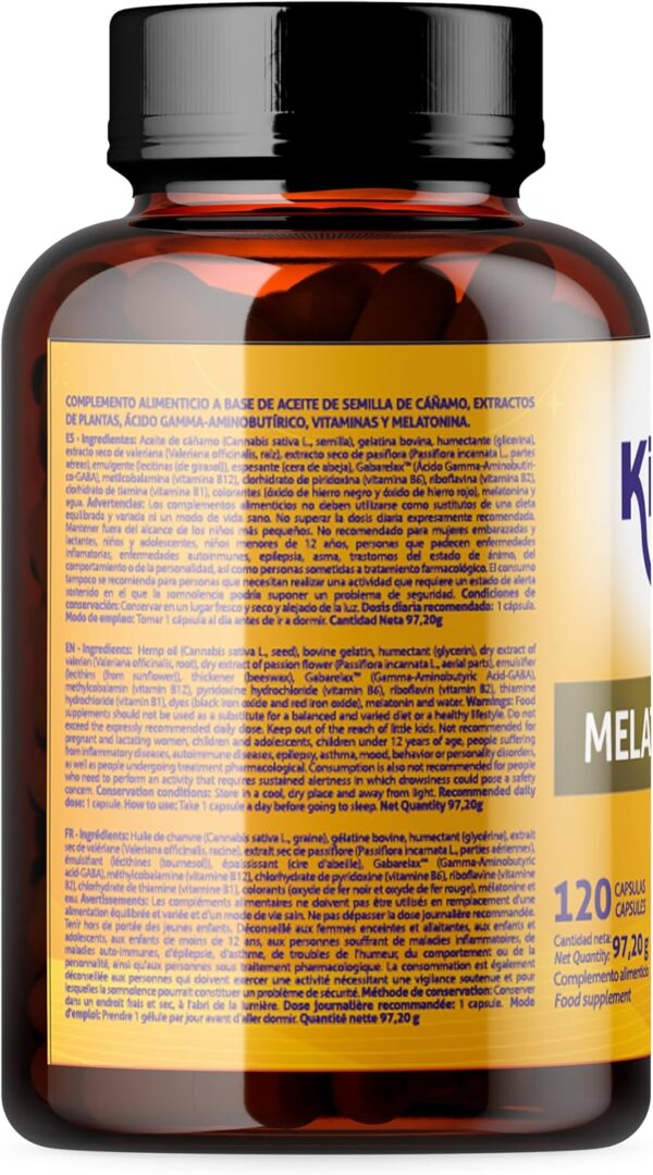 MELATONIN AKTIV, Hanföl, Passionsblume, GABA & Vitamin B1, B3, B6, B12, Hochdosiert, Ideal zum Einschlafen & Entspannen, Schlafkapseln, Schlafhilfe, Durchschlaftabletten, Glutenfrei, 120 Kapseln – Bild 9