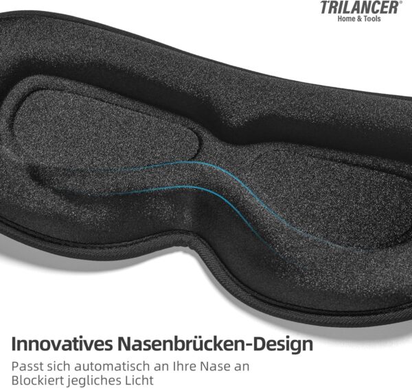 Trilancer 100% Lichtblockierende 3D Schlafmaske für Männer & Frauen, 2025 Ultraweiches und Druckfreies Design, Augenmaske für Seitenschläfer, Nickerchen, Meditation, Reisen und Schlafzimmer((Schwarz) – Bild 3