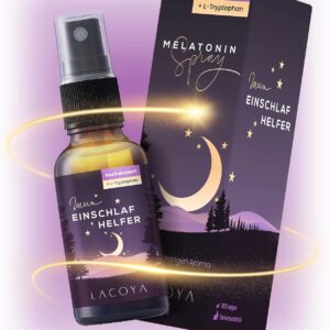 LACOYA® Melatonin Einschlafspray + L-Tryptophan 0,5mg/Sprüher - Melatonin-Spray hochdosiert 5-Fach höher - Natürliche Einschlafhilfe für Erwachsene & Kinder - Sleep Schlaf-Spray ohne Alkohol u. Zucker