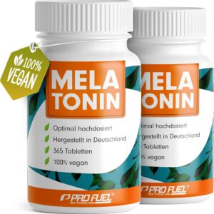 Melatonin 2x365 Tabletten - 0,5 mg bioaktives Melatonin pro Tag - Optimal hochdosiert - Laborgeprüft - Ohne unerwünschte Zusatzstoff - Made in Germany - 100% vegan