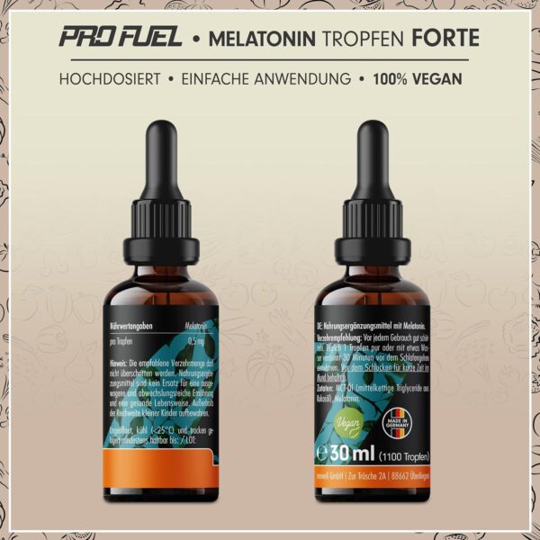 Melatonin Tropfen FORTE (30 ml) - 1100 Tropfen mit je 0,5 mg Melatonin - optimal hochdosiert & effektiv - für 1100 Anwendungen - ohne Alkohol - 100% vegan- laborgeprüft mit Zertifikat – Bild 6