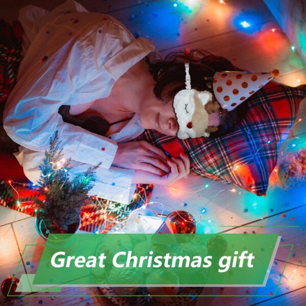 FUNAUPGO Weihnachten Rentier Augenmaske, Süße Tier Lustige Rudolph Schlafmaske Weich Plüsch Augenbinde Schlafbrille Augen Abdeckung für Kinder Erwachsene Mädchen Jungen Mädchen Damen (Rentier, Weiß) – Bild 5