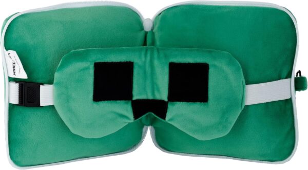 Puckator Relaxeazzz Minecraft Creeper Plüsch Reisekissen & Augenmaske Kopfstütze, Schlafkissen, Nackenkissen, Reisekopfkissen, Schlafmaske, Kinder & Erwachsene für Reise Auto, Zug Flugzeug Accessoire – Bild 2