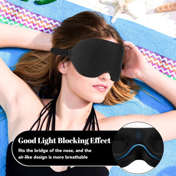 Schlafmaske für Herren Frauen, 3D Weiche Augenmaske Seitenschläfer Lichtblockierend 2024 Weich und Atmungsaktiv Memory Foam Schlafbrille mit Verstellbarem für Nickerchen Reisen – Bild 3