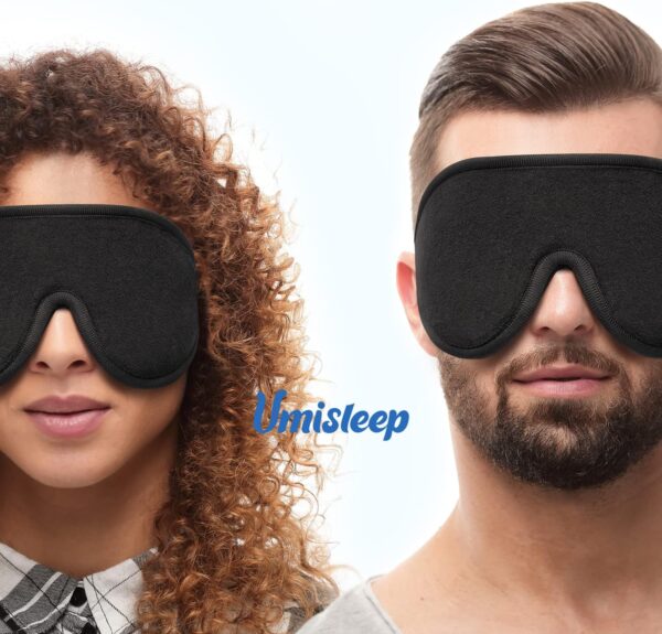 Schlafmaske für Frauen Herren, Umisleep 3D Konturierte Augenmaske, Superweich und Bequem, 100% Licht Blockierende Schlafbrille Augenbinde für Reisen, Schlaf, Schlaflosigkeit, Migräne (B-Schwarz) – Bild 7