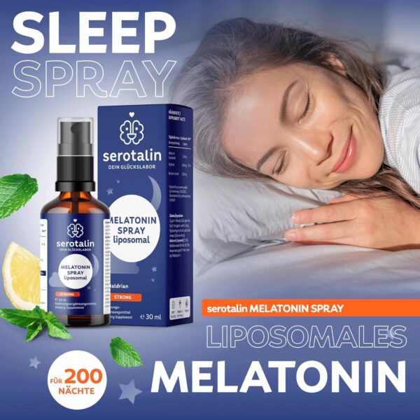 serotalin® MELATONIN SPRAY liposomal - Einschlafspray + Baldrian | Einschlafhilfe für Erwachsene | 30ml für 200 Sprühstöße – Bild 2