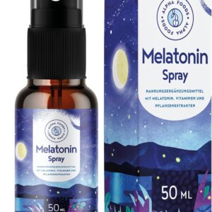 Melatonin Einschlafspray Hochdosiert - 400 Tage Vorrat (50ml) - mit Baldrian, Passionsblume, Melisse, Lavendel, Vitamin B6 & B1 - Sleep Spray ohne Alkohol - Vegan - Himbeer-Geschmack - Alpha Foods