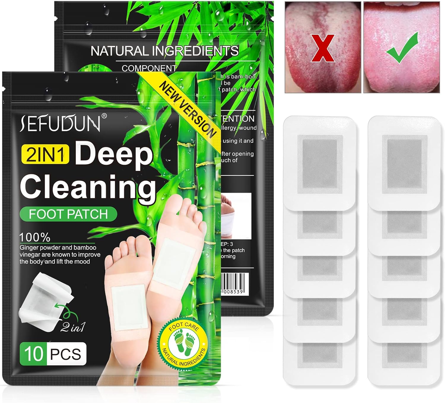 Fußschutz-Pflaster, tief reinigende, effektive Fußpolster, alle natürlichen Inhaltsstoffe für besseren Schlaf und Anti-Stress-Abbau, Ermüdung, steigert die Energie für die Fußpflege – 20 Pads – Bild 2