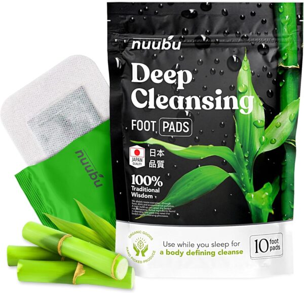 Nuubu Detox Fußpflaster (1-pack) für Stressabbau & Tiefschlaf 100% natürliche Fußpads mit Bambusessig und Ingwerpulver zur Entfernung von Giftstoffen und Reinigung des Körpers