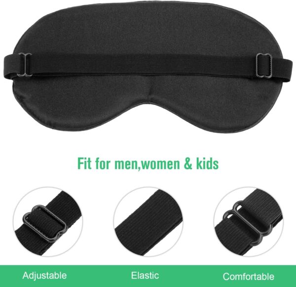 Hochoek Seidene Schlafmaske Augenmaske Augenschirm - 100% Seide Soft Verstellbares Band Schlafmaske (Schwarz+Dunkel Blau+Lila) – Bild 3