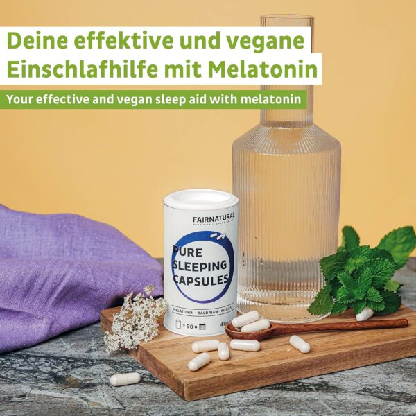 Fairnatural Melatonin Komplex Kapseln Vegan [Regional aus Deutschland] Mit Baldrian, Melisse & Passionsblume für Deine ruhige Nacht | 90 Kapseln | Clean & hochdosiert – Bild 2