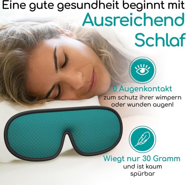 Medi Grade 3D Schlafmaske mit vollständiger Abdunkelung [4-teilig] Schlafmaske Herren Und Frauen, atmungsaktive Augenbinde mit verstellbarem Gurt, 2x Ohrstöpsel und Reisetasche – Bild 7