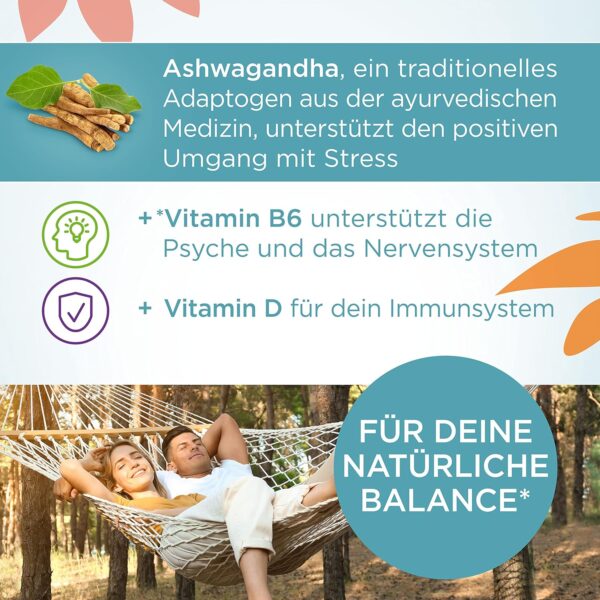 Relax Ashwagandha Gummibärchen hochdosiert - mit Ashwaganda Extrakt und Vitamin B6 - Vitamin Gummies für Psyche und Nervensystem als Alternative zu Schlafbeere Ashwagandha Kapseln - 60 Stk – Bild 3