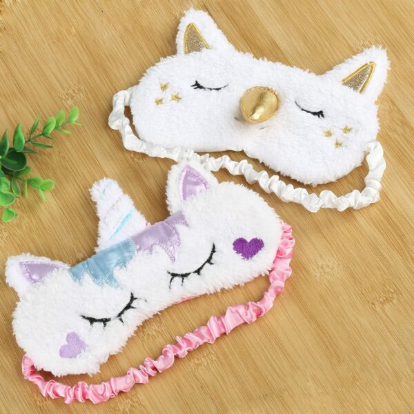 Kesote 2 Stück Einhorn Schlafmaske Augenklappe Unicorn Augenabdeckung Augenblende, Gold und Lila – Bild 2
